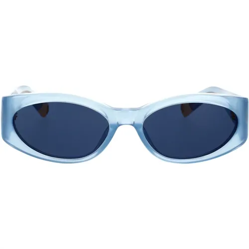 Transparent Oval Sunglasses with Navy Lenses , female, Sizes: 55 MM - Jacquemus - Modalova