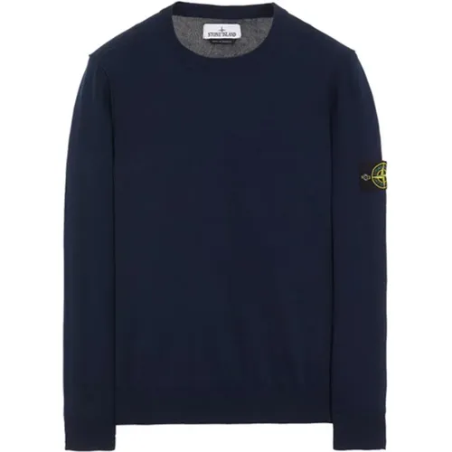 Blauer Rundhalsausschnitt Pullover , Herren, Größe: 2XL - Stone Island - Modalova