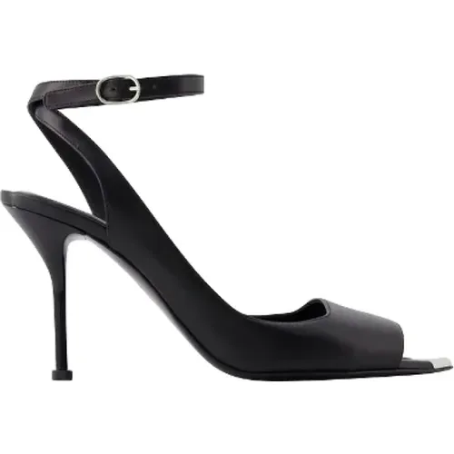 Noir /Silver Patent Leather Sandals , female, Sizes: 7 UK, 3 UK, 2 UK, 4 UK, 5 UK - alexander mcqueen - Modalova