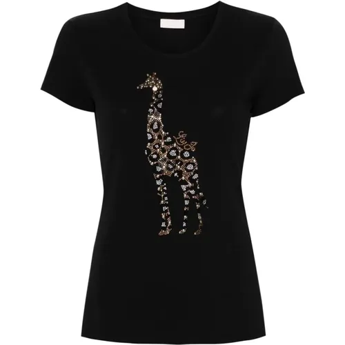 Giraffe Motif T-shirt , female, Sizes: L, M - Liu Jo - Modalova
