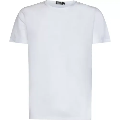 Weiße T-Shirts und Polos mit geripptem Rundhalsausschnitt - Ermenegildo Zegna - Modalova