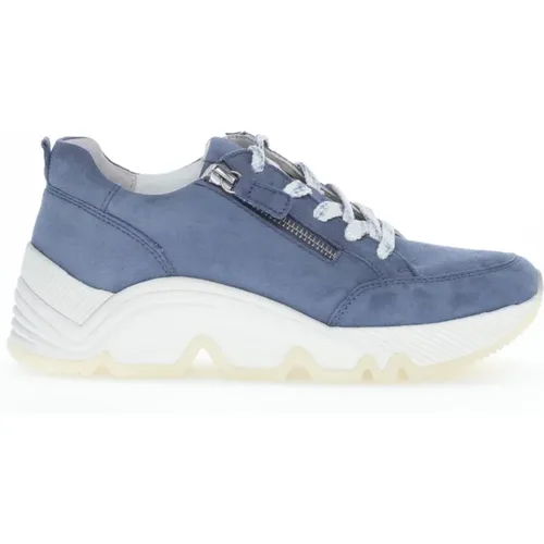 Blaue Ledersneaker Moderner Stil , Damen, Größe: 42 EU - Gabor - Modalova