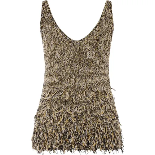 Mehrfarbiger Mouliné Stricktop mit V-Ausschnitt , Damen, Größe: L - Durazzi Milano - Modalova