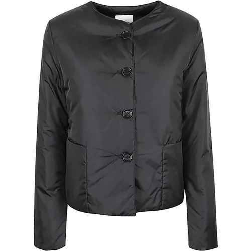 Schwarze gesteppte Jacke mit Knopfverschluss , Damen, Größe: XL - Aspesi - Modalova