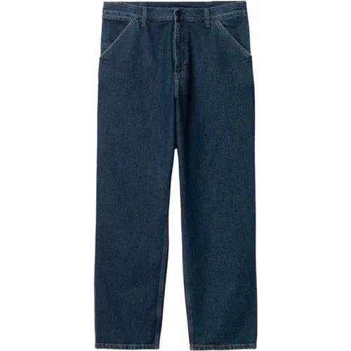 Blaue Stone Washed Einzelne Kniehose , Herren, Größe: W32 L32 - Carhartt WIP - Modalova