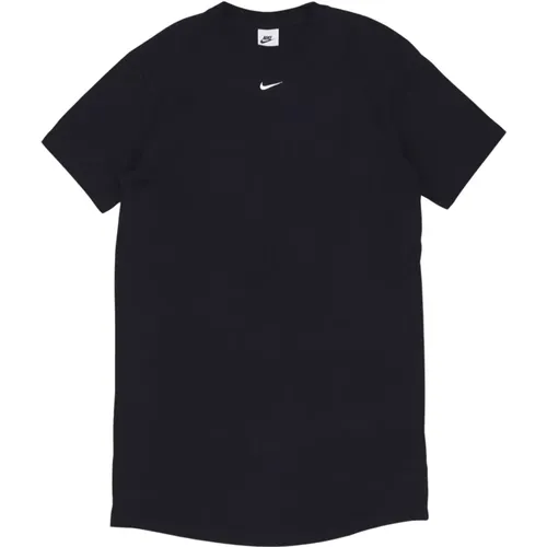 Essenzielles Schwarz/Weiß Tee Kleid , Damen, Größe: L - Nike - Modalova