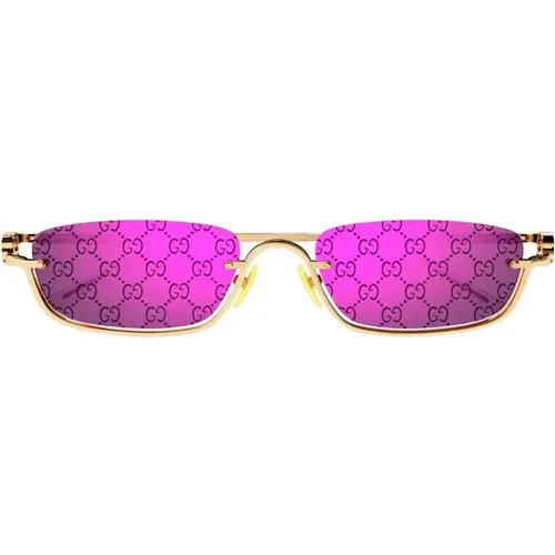 Luxuriöse Metall Sonnenbrille in Pink Lila - Gucci - Modalova