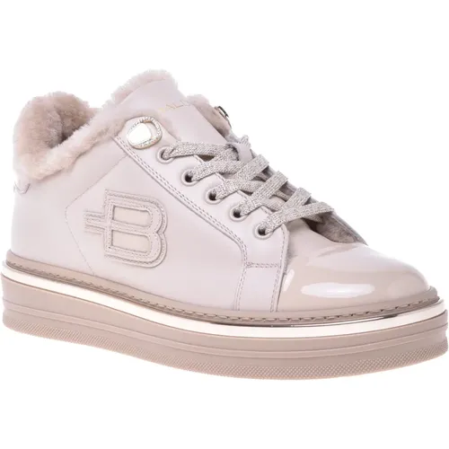 Trainers in vanilla leather and patent leather , female, Sizes: 4 1/2 UK, 8 UK, 4 UK, 7 UK, 3 UK, 6 UK, 5 UK, 6 1/2 UK - Baldinini - Modalova