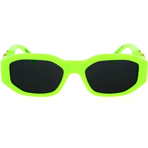 Irregular Shape Sunglasses in Fluorescent and Dark Grey , unisex, Sizes: 48 MM - Versace - Modalova