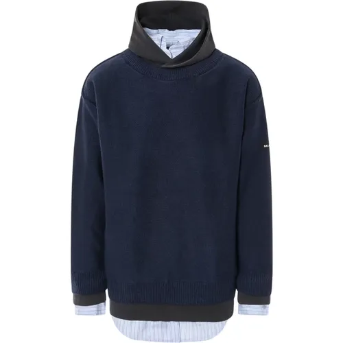 Cotton Knit Sweatshirt with Shirt Detail , male, Sizes: M, S - Balenciaga - Modalova