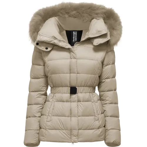Short Down Jacket in Nylon with Fur Hood , female, Sizes: 2XL, XL, 3XL, L, M - BomBoogie - Modalova