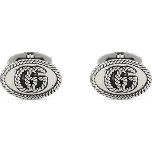 Sterling Silver Cufflinks with Double G Detail , female, Sizes: ONE SIZE - Gucci - Modalova