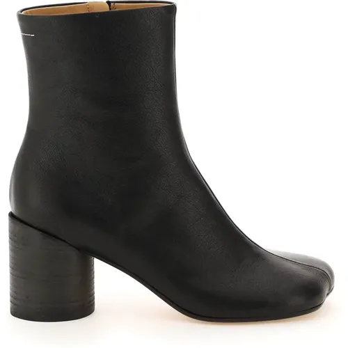 Leather Ankle Boots with Shaped Toe and Cylinder Heel , female, Sizes: 4 UK, 3 UK - MM6 Maison Margiela - Modalova
