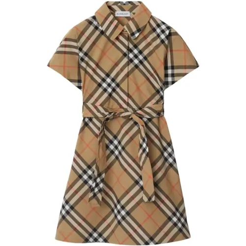 Kleid für Mädchen Herbst-Winter,Kariertes Kleid mit abnehmbarem Gürtel - Burberry - Modalova