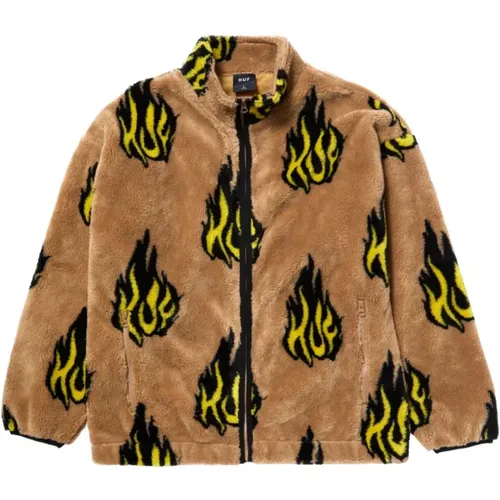 Flamin Zip Sherpa Fleece Jacket , male, Sizes: L, M - HUF - Modalova