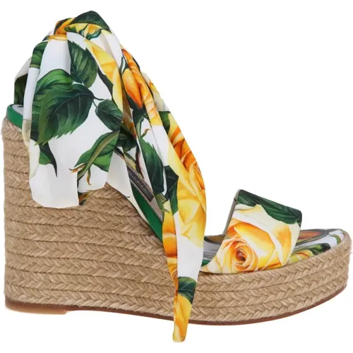 Roses Wedge Sandals , female, Sizes: 3 UK, 7 UK, 6 UK - Dolce & Gabbana - Modalova