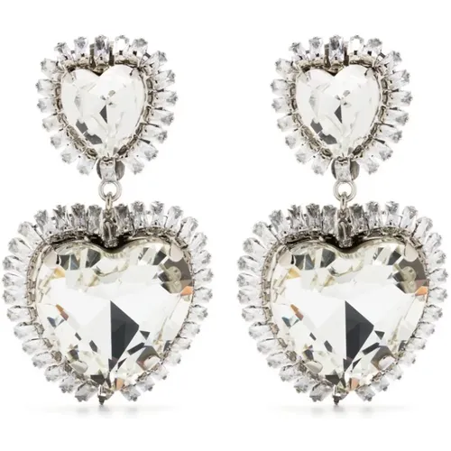 Crystal Heart Earrings - Stylish Design , female, Sizes: ONE SIZE - Alessandra Rich - Modalova