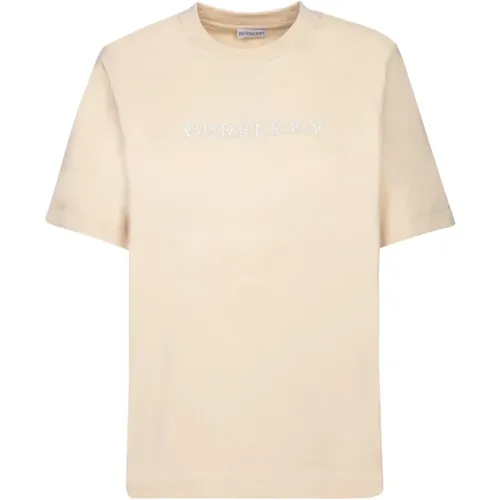 T-Shirt mit gesticktem Logo , Damen, Größe: M - Burberry - Modalova