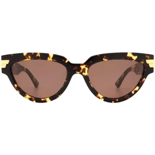 Damen Tortoise Braune Schmetterling Sonnenbrille , Damen, Größe: 55 MM - Bottega Veneta - Modalova
