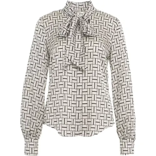 Elegant White Shirt with Scarf Tie , Damen, Größe: M - Himon's - Modalova