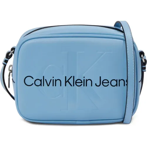 Blauer Schultertasche mit Reißverschluss , Damen, Größe: ONE Size - Calvin Klein Jeans - Modalova