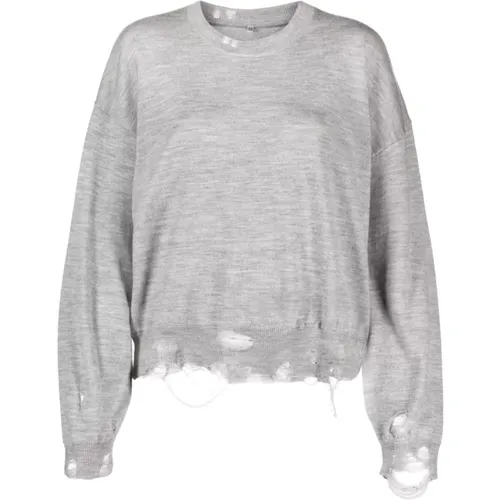 Grauer Woll Cropped Pullover R13 - R13 - Modalova