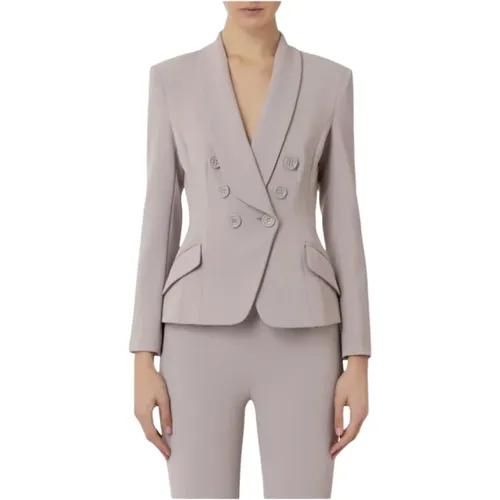 Perlenblazer Gi072 Stoff Knopfverschluss - Elisabetta Franchi - Modalova