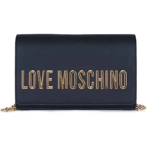 Eco-Leather Shoulder Bag with Metal Brand Logo , female, Sizes: ONE SIZE - Love Moschino - Modalova