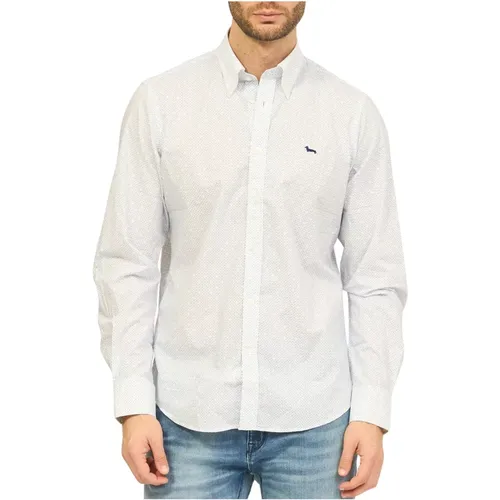 Weiße Baumwollhemd mit mediterranem Muster - Harmont & Blaine - Modalova