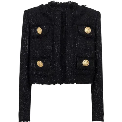 Cropped lurex tweed jacket , female, Sizes: 2XS, XS, M - Balmain - Modalova