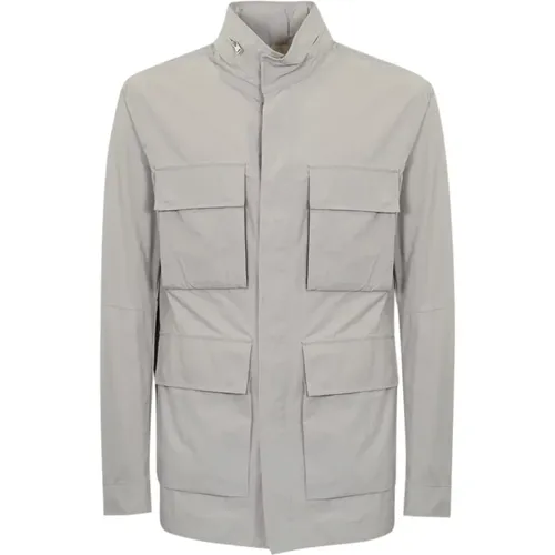 Grey Cotton Nylon Coat with Hood , male, Sizes: S, M, XL, L - Duno - Modalova