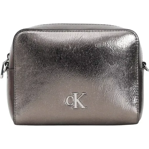 Graue Metallic-Schultertasche Trendiges Design , Damen, Größe: ONE Size - Calvin Klein - Modalova