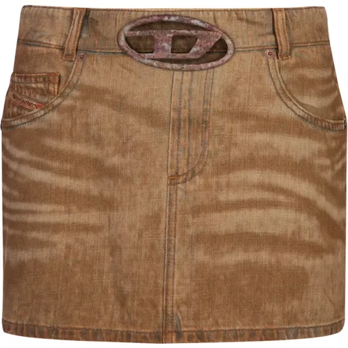 Kamel Denim Mini Rock mit Oval D Logo - Diesel - Modalova