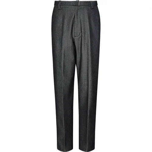 Relaxed Fit Grey Wool Denim Trousers , male, Sizes: W38, W32, W33, W31, W36 - Low Brand - Modalova