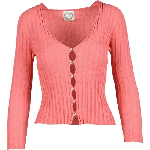 Memories, Leinen Baumwolle Stricktop , Damen, Größe: XS - Pink Memories - Modalova