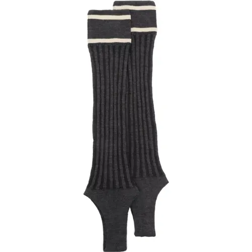 Ribbed Cotton Leg Warmers Grey Contrast , female, Sizes: ONE SIZE - Durazzi Milano - Modalova