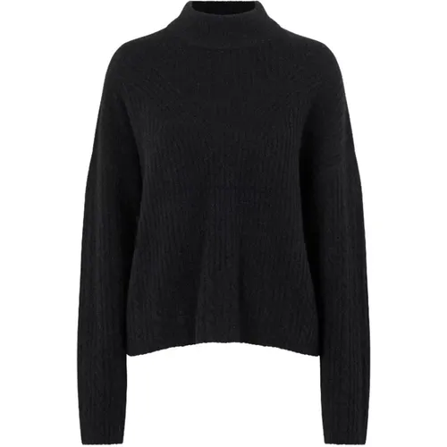 Schwarzer Rippstrick Rollkragenpullover Paxley , Damen, Größe: M/L - MbyM - Modalova