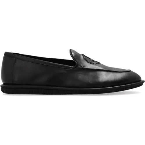 Leather shoes with logo , male, Sizes: 10 UK, 9 UK, 8 UK - Giorgio Armani - Modalova