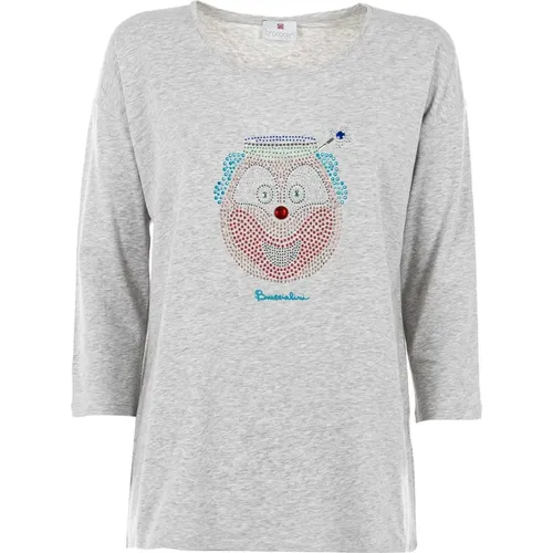 Damen T-Shirt mit Strass , Damen, Größe: S - Braccialini - Modalova