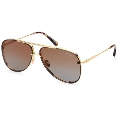 Luxury Gold Sunglasses with Gradient Brown Lenses , unisex, Sizes: 62 MM - Tom Ford - Modalova
