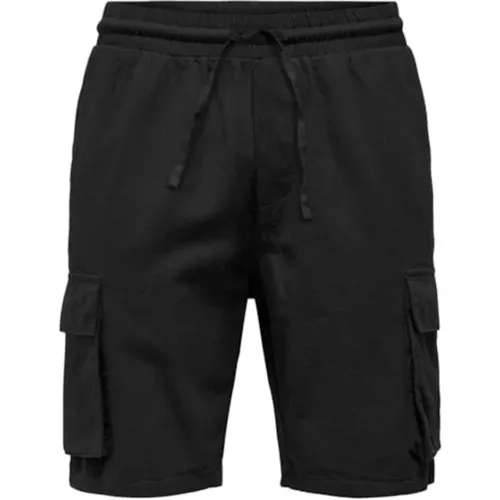 Leinen Cargo Shorts für Männer , Herren, Größe: 2XL - Only & Sons - Modalova