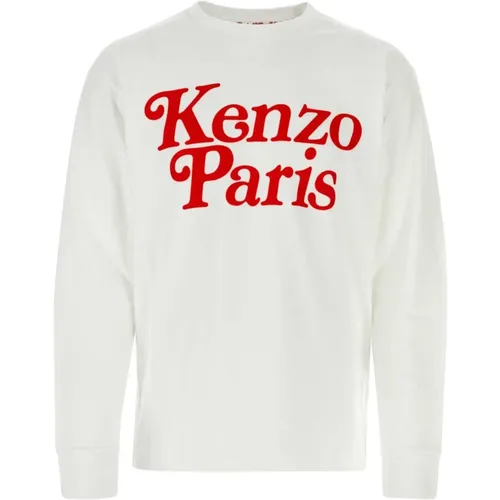 Weiße Baumwoll-T-Shirt , Herren, Größe: L - Kenzo - Modalova