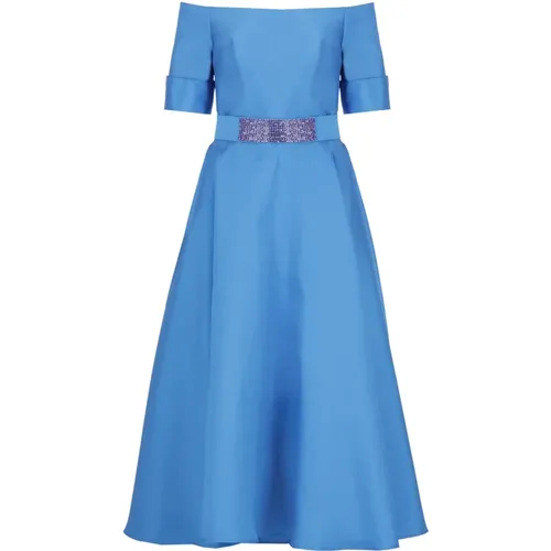 Blaues Seidenmischung Bootshalskleid , Damen, Größe: M - Atelier Legora - Modalova