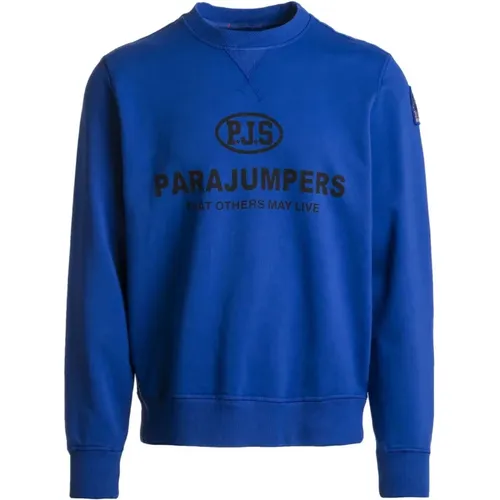 Blaues Sweatshirt mit Rundhalsausschnitt und Logo , Herren, Größe: S - Parajumpers - Modalova