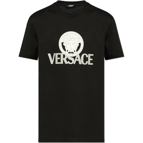 T-Shirt mit Druck , Herren, Größe: L - Versace - Modalova