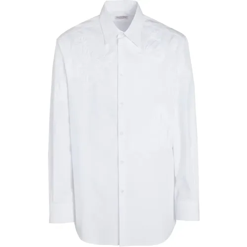 Weiße Baumwollhemd mit Stickerei - Valentino - Modalova