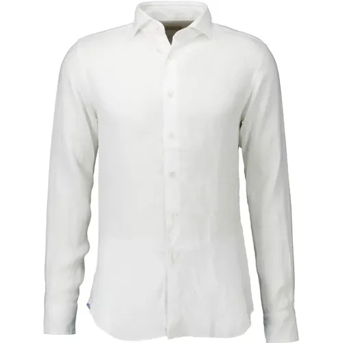 Weiße Leinen Slim Fit Hemd , Herren, Größe: 6XL - Xacus - Modalova