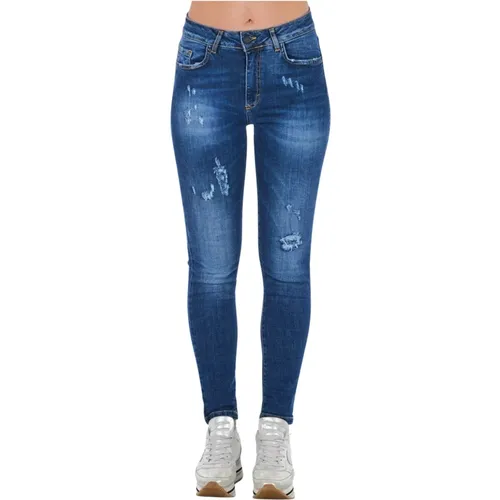 Blaue Skinny Denim Jeans , Damen, Größe: W26 - Frankie Morello - Modalova