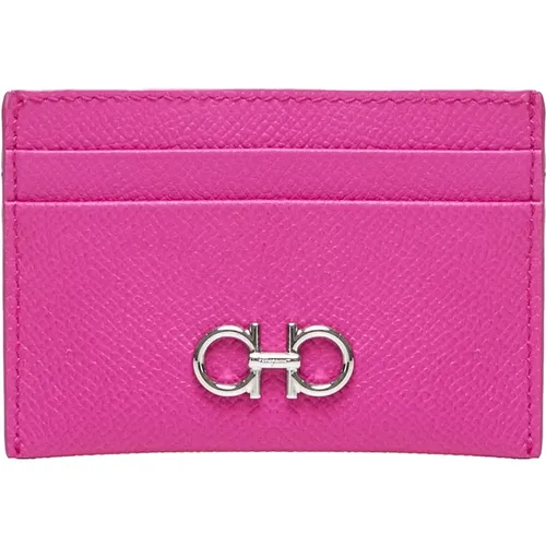 Gancini Leather Card Holder , female, Sizes: ONE SIZE - Salvatore Ferragamo - Modalova