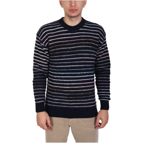 Blue Wool Pattern Sweater , male, Sizes: L, S, M - Hugo Boss - Modalova